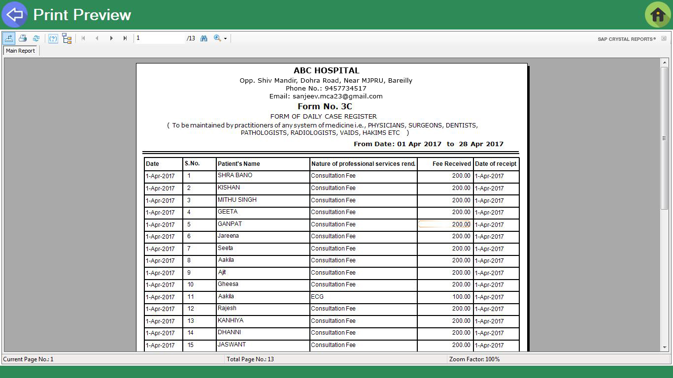 Daily Collection Reports